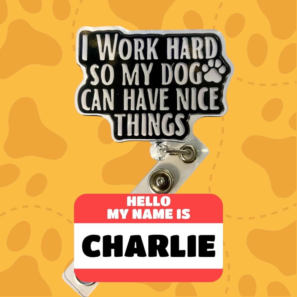Retractable Badge Reel for Dog Lovers - Sturdy Acrylic with Paw Print Design
